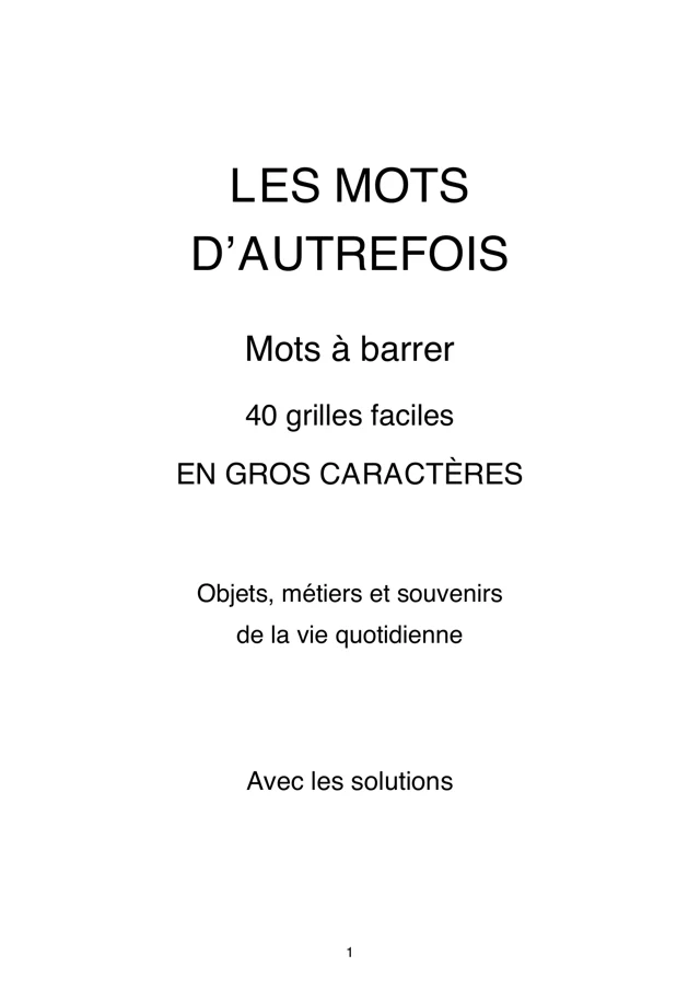 Couverture de Les mots d’autrefois